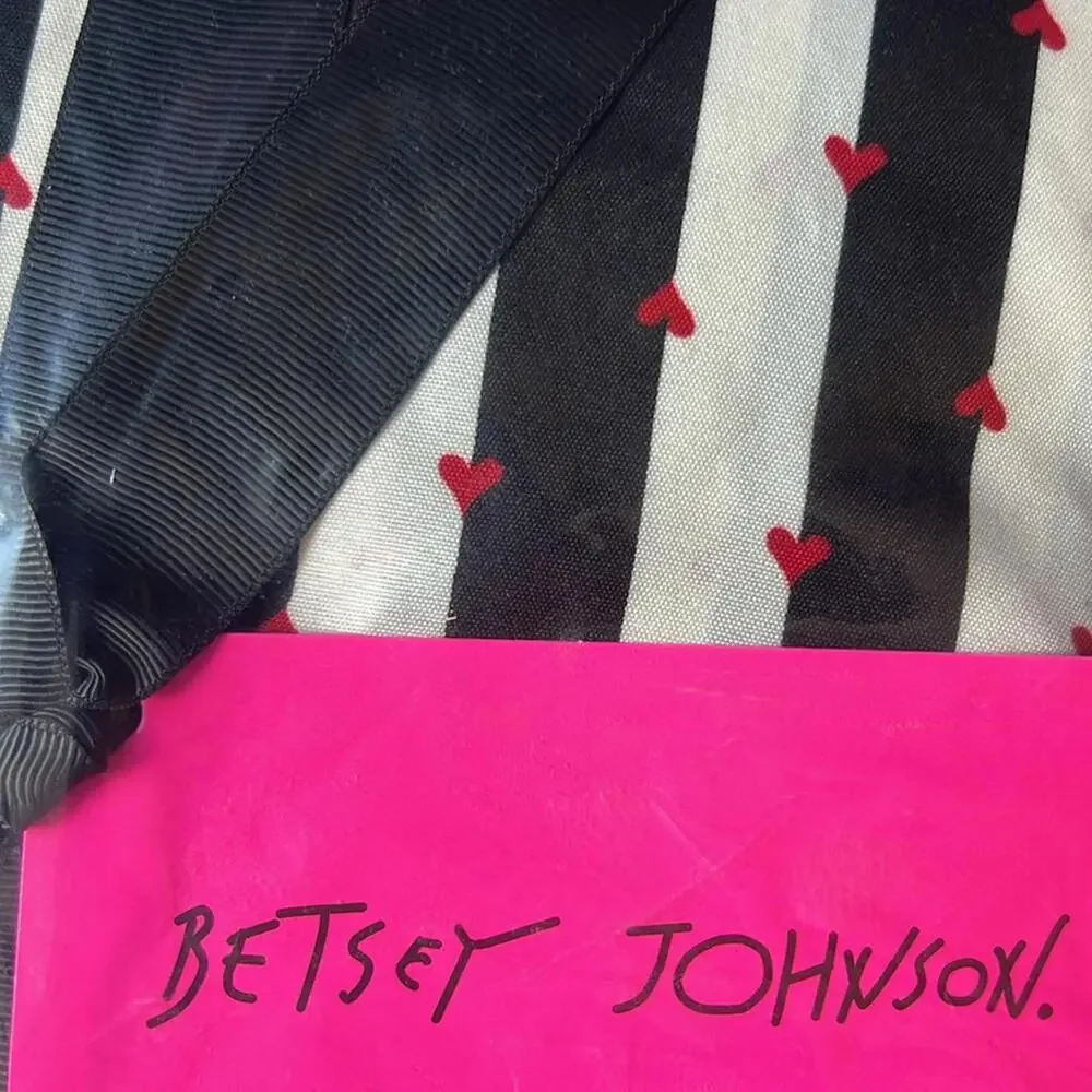 🆕 Betsey Johnson Black White Stripe Duvet QUEEN SET Cover Pillow Cases NIP